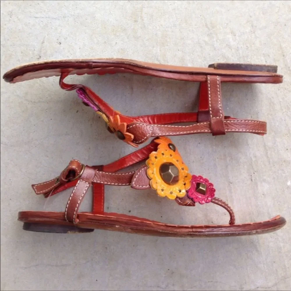 Moschino cheap & chic Y2K orange floral thong sandals Euro 35